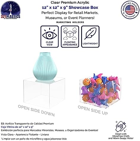 12x12x9 Clear Acrylic Riser Display Box No Lid