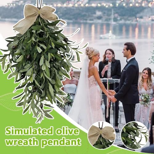 60cm Artificial Olive Teardrop Wreath Decor