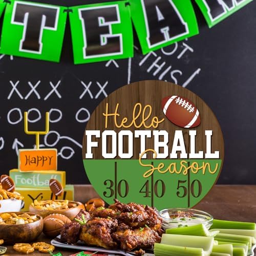 Whaline Football Wooden Wall Sign Hello Football Season Decor
