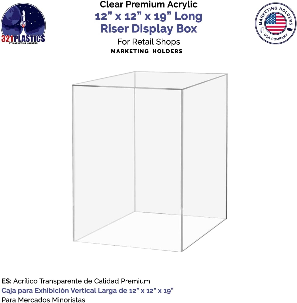 Clear Acrylic Display Riser Box 12x12x19 No Lid