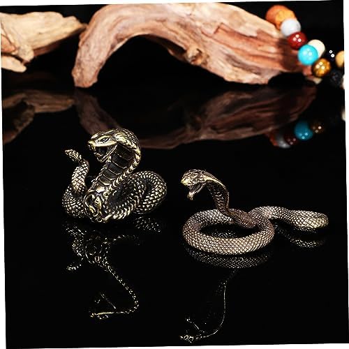 Wakauto 2pcs Brass Snake Figurine Realistic Decor