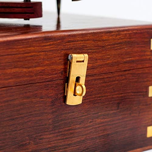 Brass Sextant with Rosewood Inlaid Box - 9 Inches