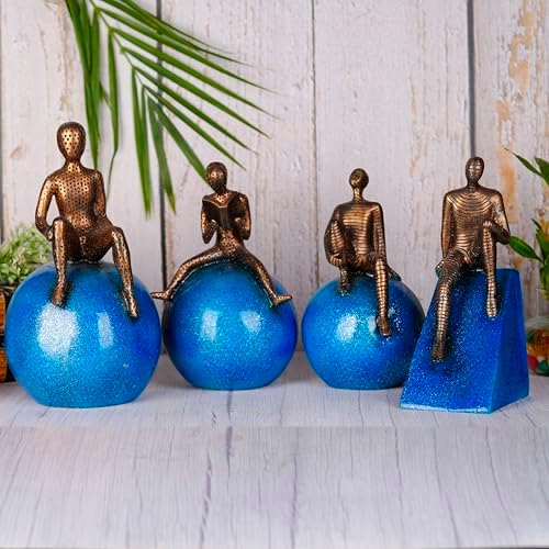 Ruchita Global Abstract Resin Man Sitting Ball Figurine Set of 4
