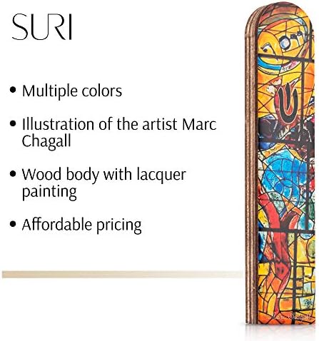 SURI Wooden Mezuzah with Non-Kosher Scroll 5 Inch Yellow Design