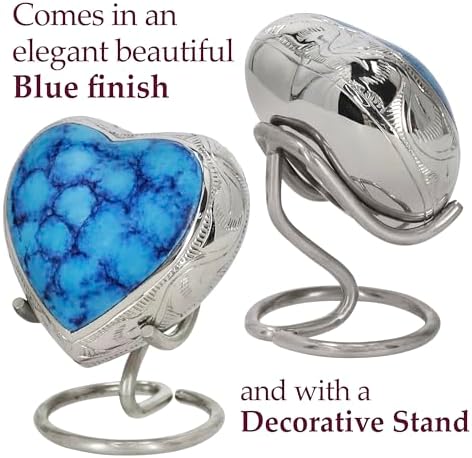 Trupoint Memorials Small Blue Heart Urn with Stand