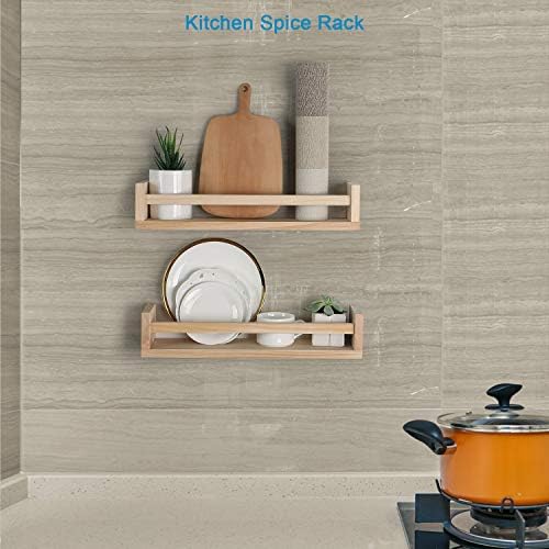 Nursery Floating Book Shelves Set of 2 Natural Wood