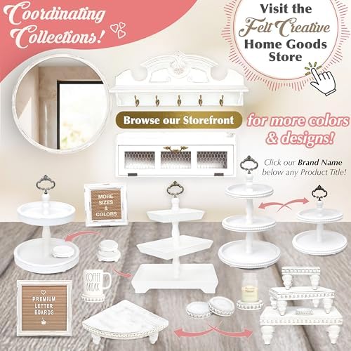 Wooden Tiered Tray Stand Set of 3 White Farmhouse Decor