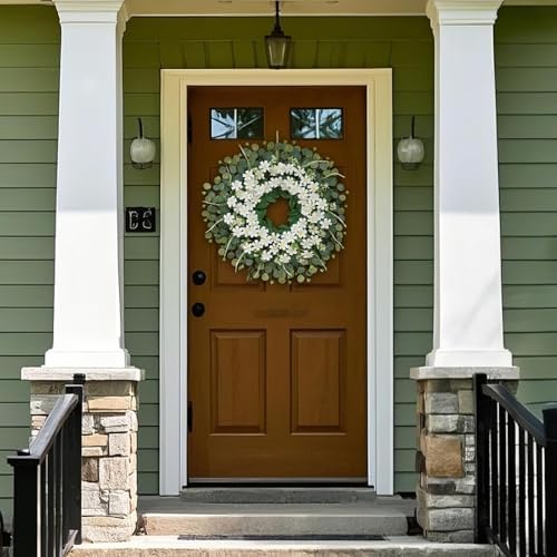 26 Inch Daisy Eucalyptus Wreath for Front Door