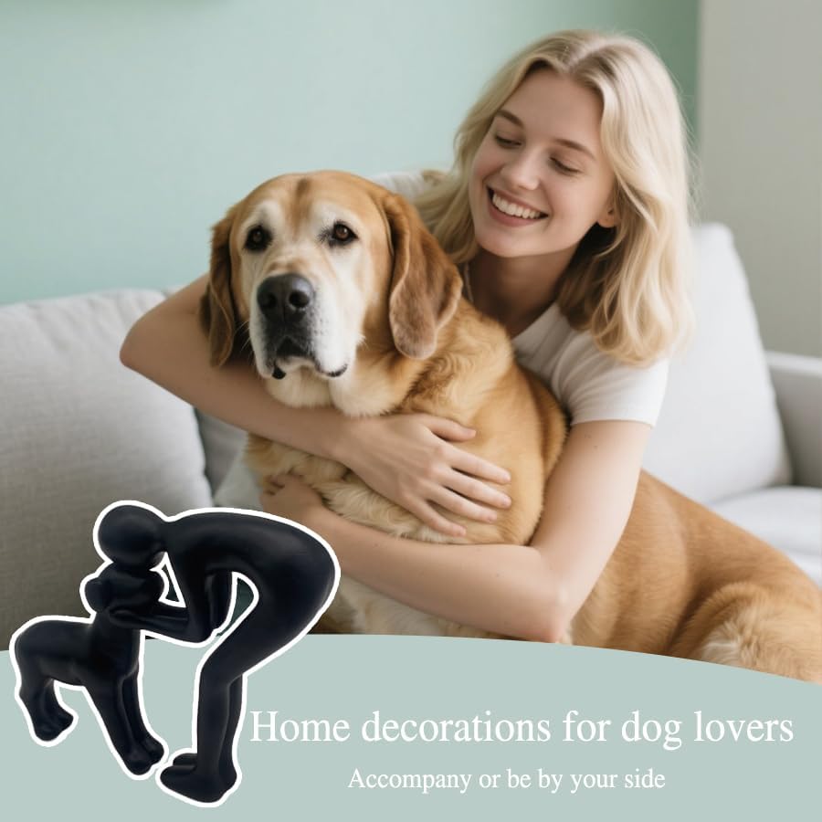 Human and Dog Statue Home Decor Ornament