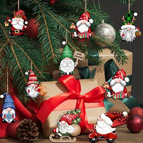 24 Piece Christmas Gnome Wooden Hanging Ornaments
