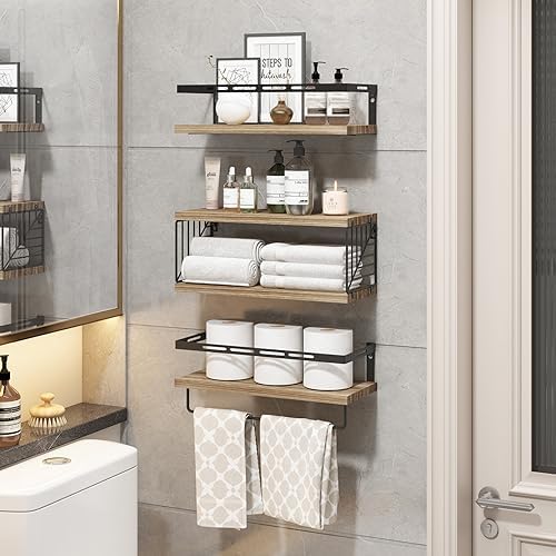 Fixwal 31 Floating Wall Shelf with Towel Bar