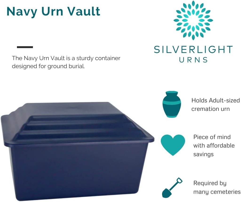 Navy Blue Cremation Urn Vault for Ground Burial