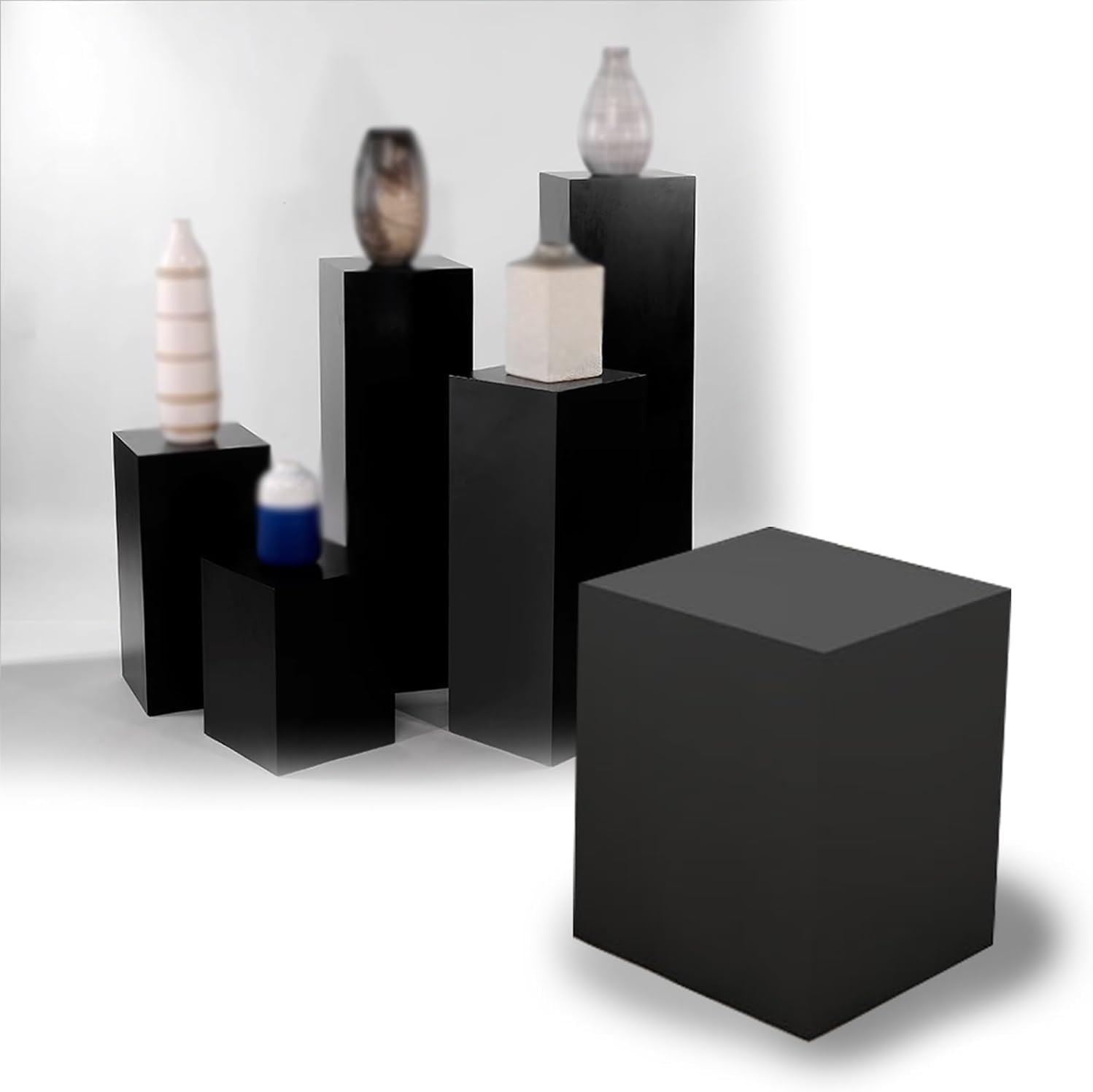 Square Wedding Dessert Table Cube Pillar Stand 315 Inch Tall Black
