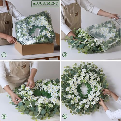 26 Inch Daisy Eucalyptus Wreath for Front Door