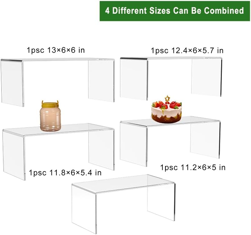 Clear Acrylic Risers Display Stands 4 Pack 13 Inch