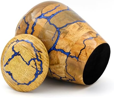 S J HANDICRAFTS Large Wooden Urn for Cremation Ashes