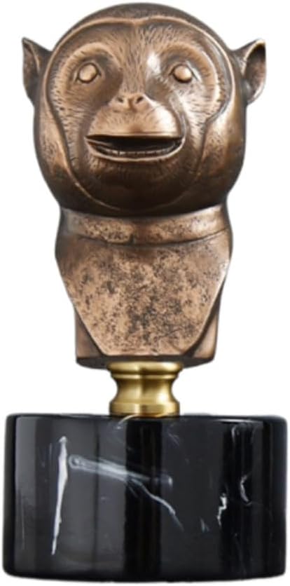 Chinese Zodiac Animal Head Sculptures with Bronze Finish and Marble Base