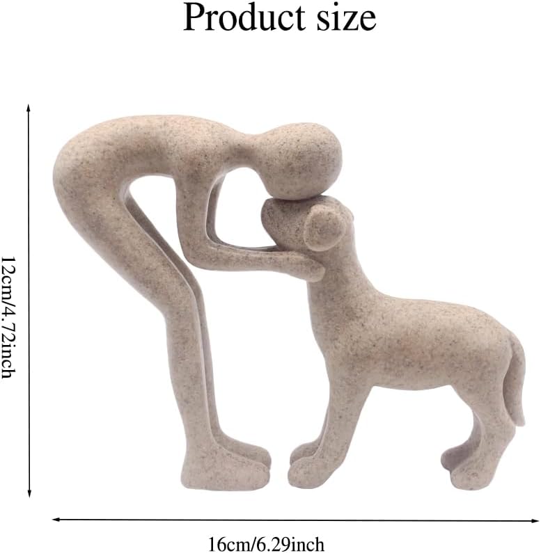 Human and Dog Statue Home Decor Figurine