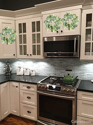 LSKYTOP 2 Pcs Eucalyptus Wreath for Kitchen Cabinet Decor