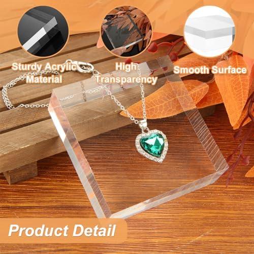6 Pcs Clear Acrylic Risers 3x3x1 Inch Display Blocks for Jewelry