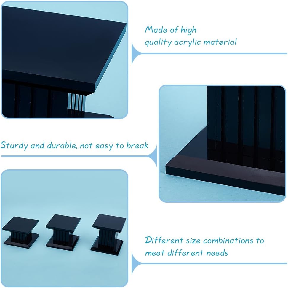BENECREAT 3Pcs Square Acrylic Jewelry Display Riser