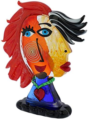 GlassOfVenice Murano Glass Picasso Woman Head with Red Hair