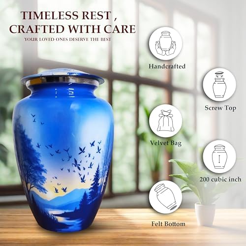 Artsymade Heaven Scenery Cremation Urn for Adult - Blue