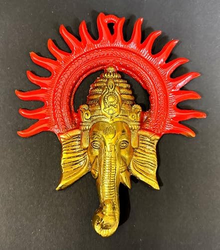 Ganesha Wall Hanging Decor 8 Inch Brass Temple Sculpture