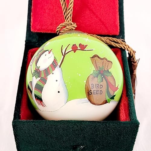 Snowman Feeding Birds LiBien Glass Collectible
