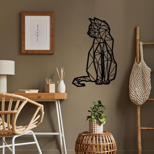 DEKADRON Geometric Cat Wall Art Modern Decor Sculpture