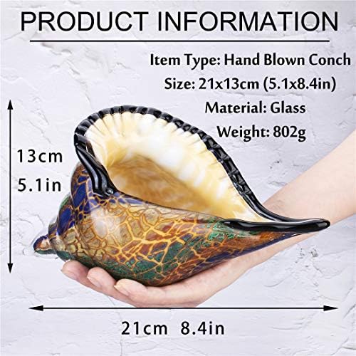 QFkris Glass Conch Figurine Unique Seashell Decor Crystal Home Accent