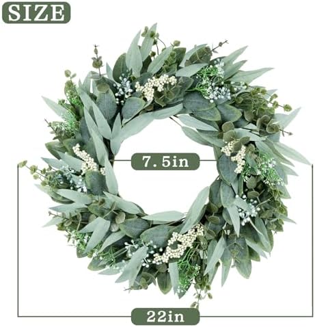 Eucalyptus Wreath 22 Inch Artificial Front Door Decor