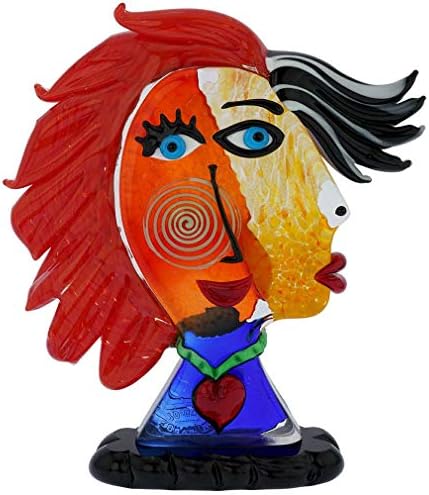GlassOfVenice Murano Glass Picasso Woman Head with Red Hair