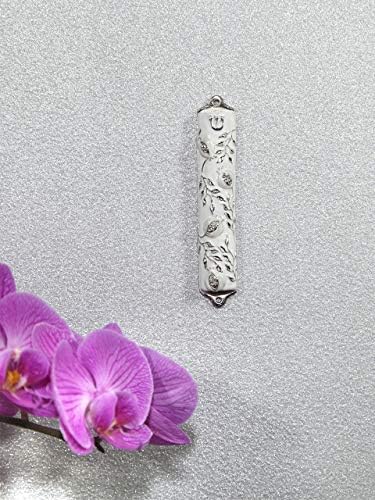 Mezuzah Case Pomegranate Tree Pewter 4 Inch Door Decor