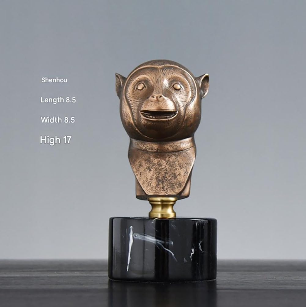 Chinese Zodiac Animal Head Sculptures with Bronze Finish and Marble Base
