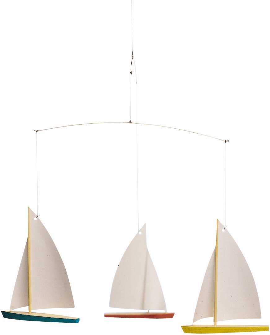 Flensted Mobiles Dinghy Regatta 3 Hanging Mobile 15 Inches Beech Wood