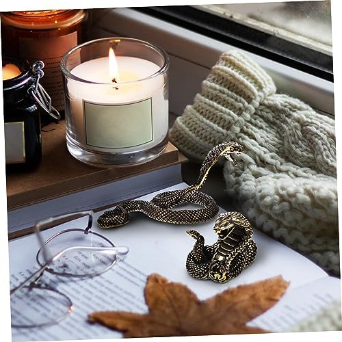 Wakauto 2pcs Brass Snake Figurine Realistic Decor