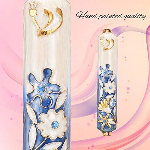 Matashi 55 Inch Hand Painted Mezuzah with Gold and Crystal Accents