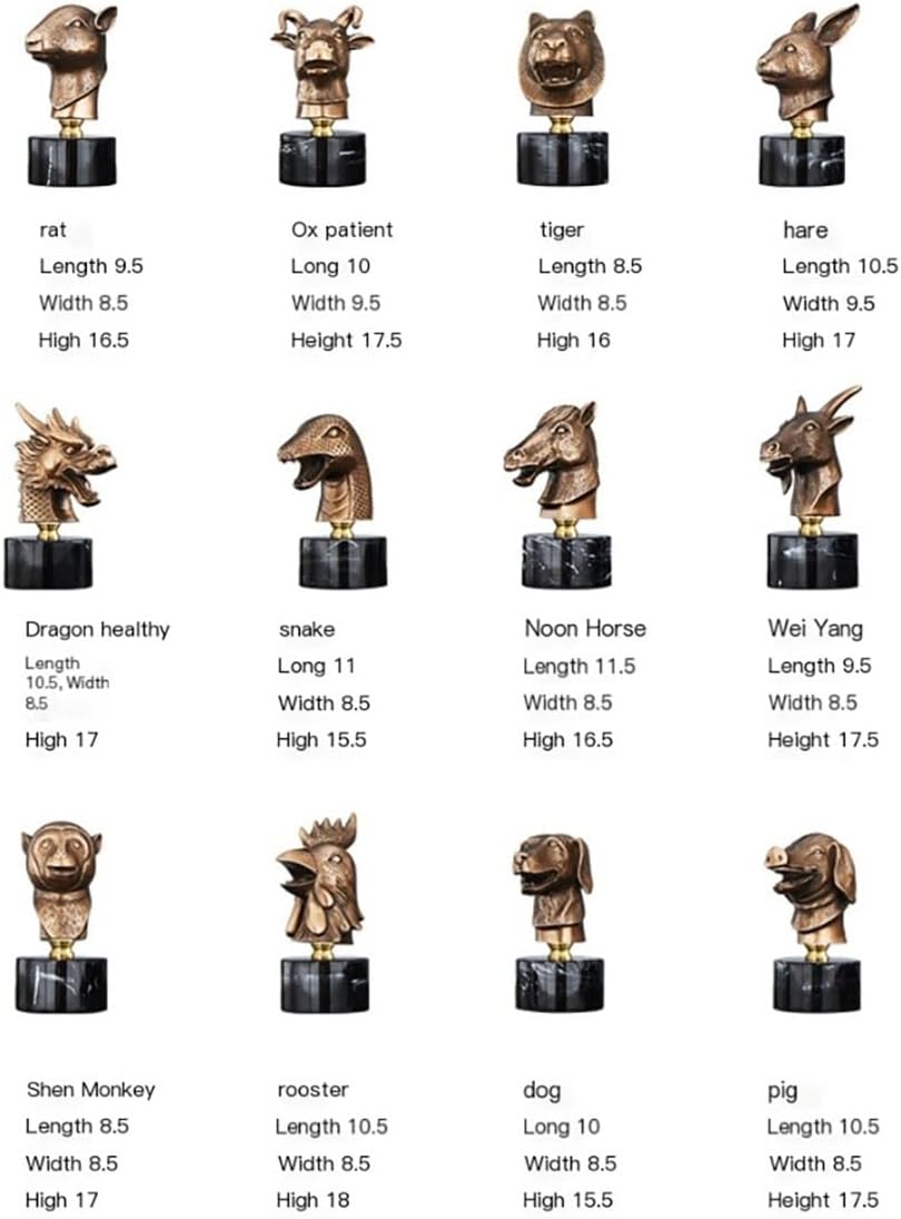 Chinese Zodiac Animal Head Sculptures with Bronze Finish and Marble Base 1