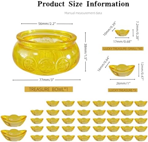 3 Inch Handmade Crystal Golden Treasure Basin with 43pcs Ingot