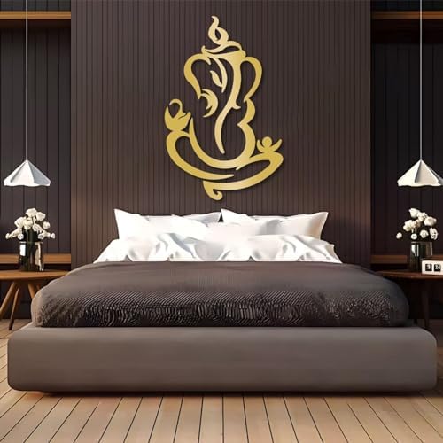 Ganesha Metal Wall Art Gold 59x38 Inch