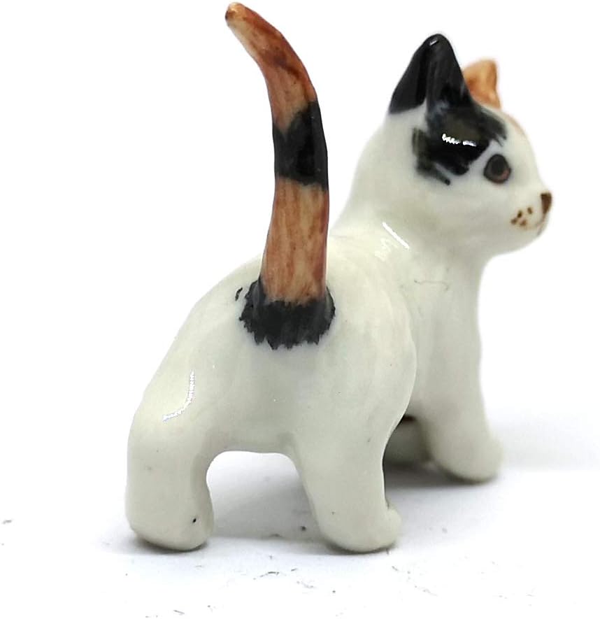 ZOOCRAFT Ceramic Figurine Cat with Ball Handmade Miniature Collectible Porcelain Standing 1