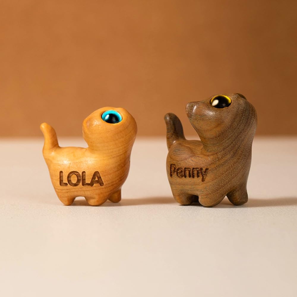 Custom Small Wooden Cat Statue for Home Decor