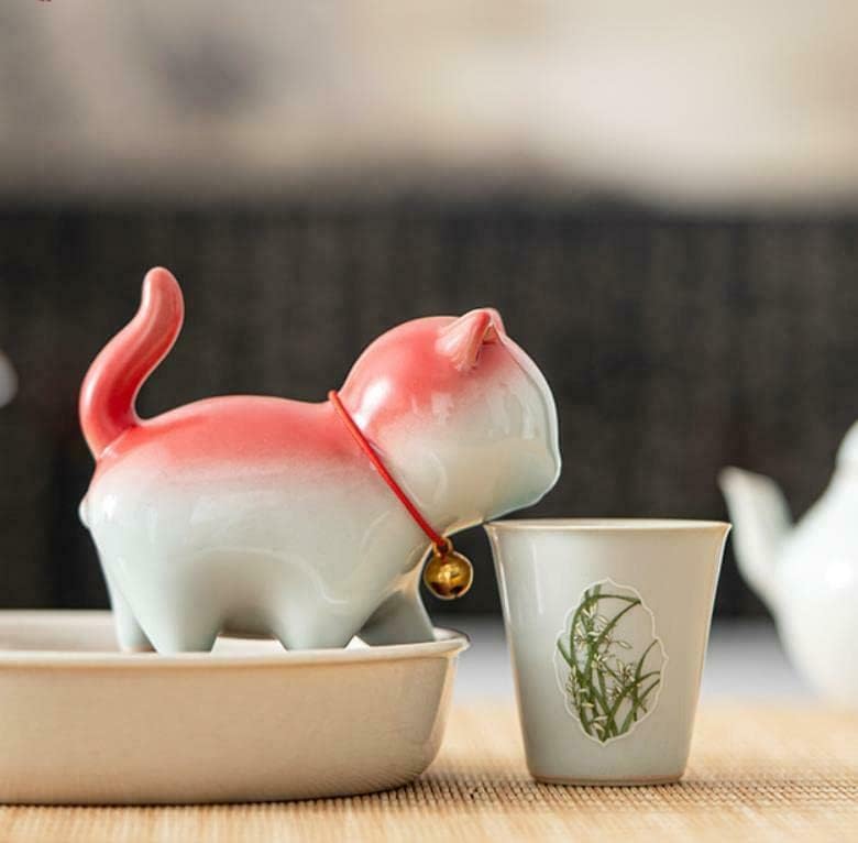 EatingBiting Ceramic Tea Pet Cute Lucky Cat Home Decor