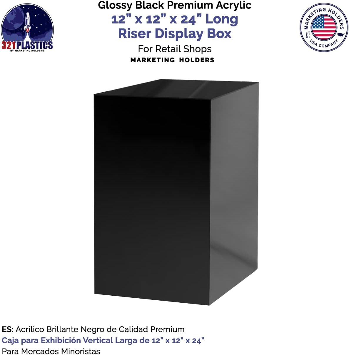 Glossy Black Acrylic 24 Inch Display Stand