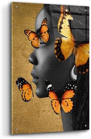 Epic Art Monochrome Golden Butterfly 1 Acrylic Wall Art 24x36