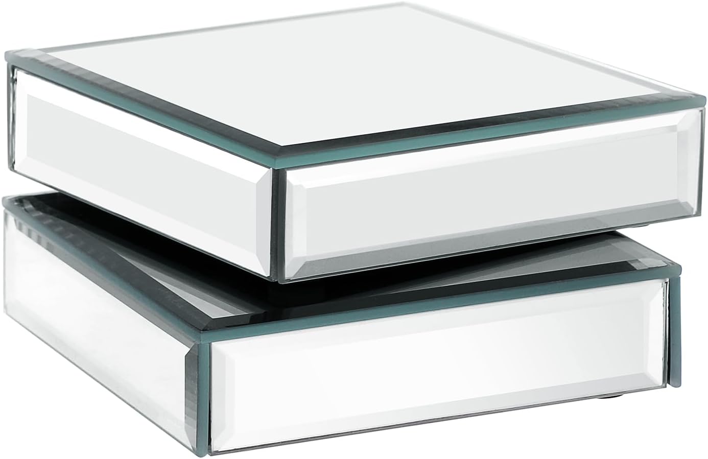 Hipiwe 2Pcs Square Mirrored Display Risers Stand