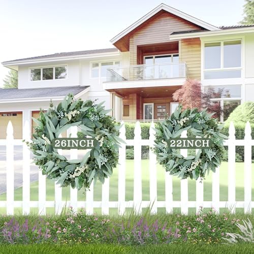 Eucalyptus Wreath 22 Inch Artificial Front Door Decor