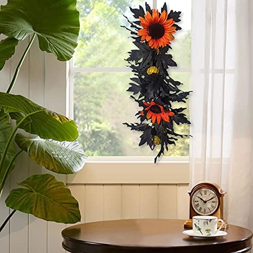Belupai 24in Black Halloween Floral Swag