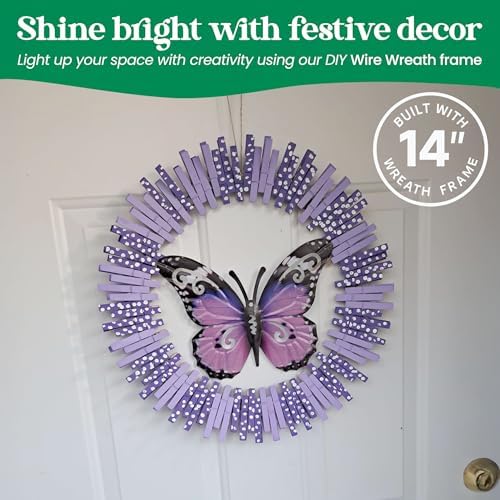 2-Pack 14 Inch Dark Green Wreath Frame with 4 Hoops